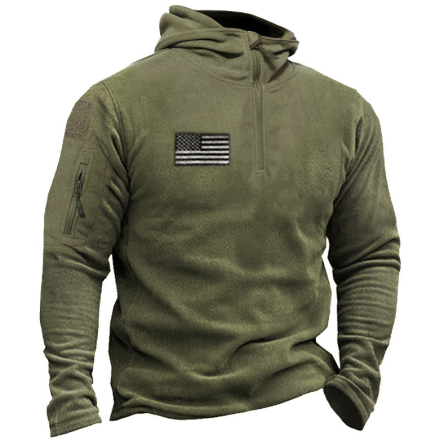 

Men's Fleece Warm Retro Outdoor Tactical Zip Hoodie