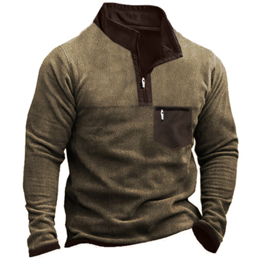 

Men's Fleece Pocket Zip Collar Sweatshirt