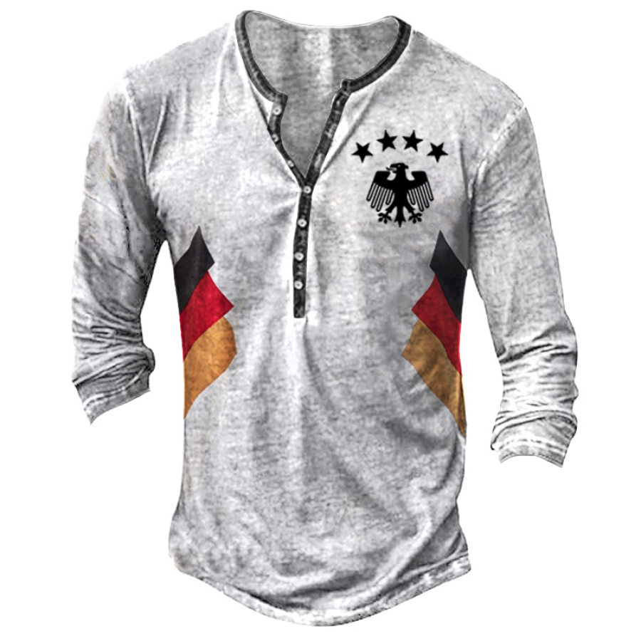 

Men's Outdoor World Cup Germany Soccer Henley Long Sleeve T-Shirt