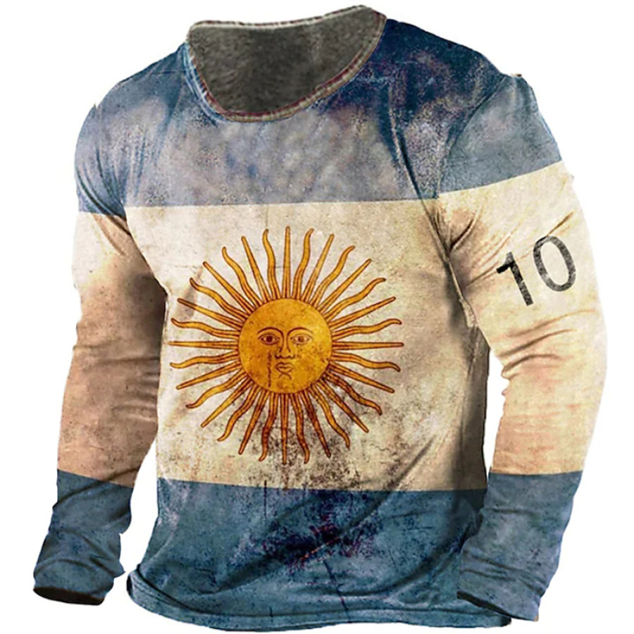 

Men's Vintage World Cup Print Long Sleeve T-Shirt