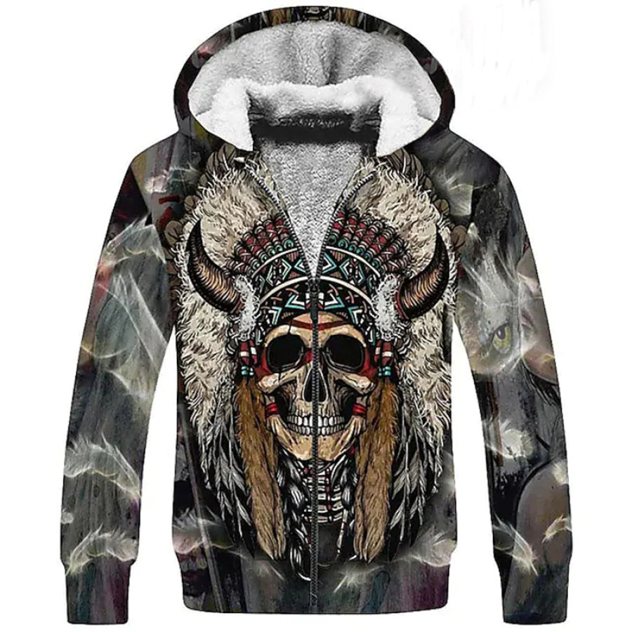 

Men's Outdoor Hooded Zipper Print Thickened Padded Jacket