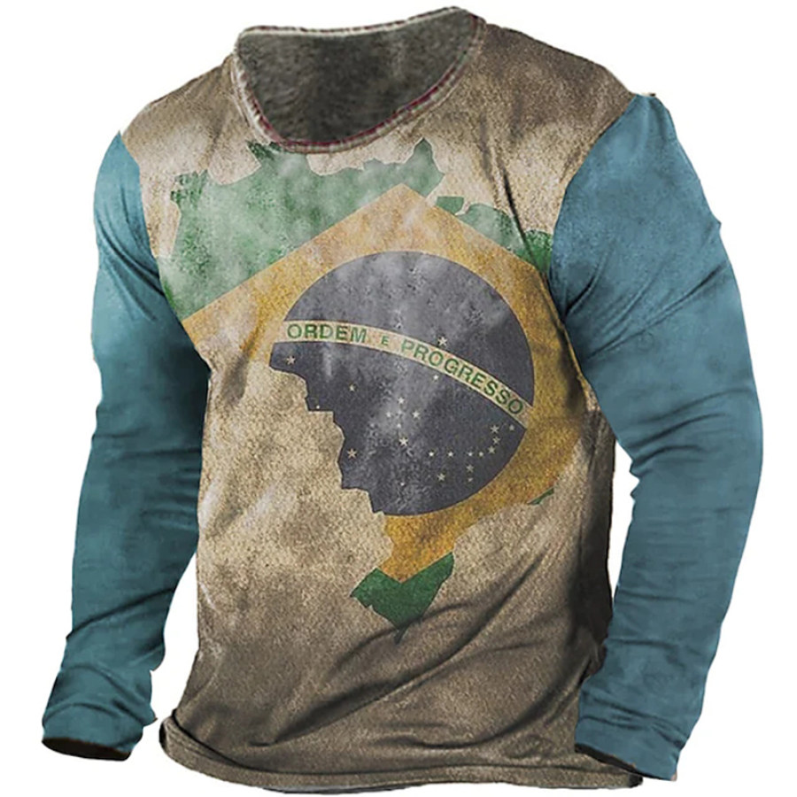 

Men's Vintage World Cup Print Long Sleeve T-Shirt