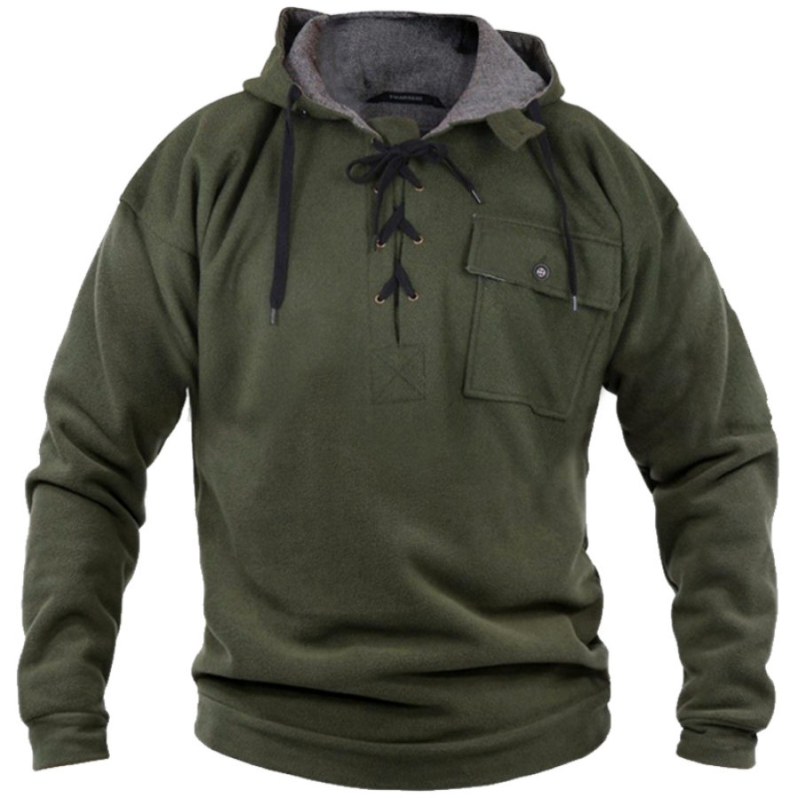 

Men's Outdoor Thermal Pocket Lace-Up Hoodie