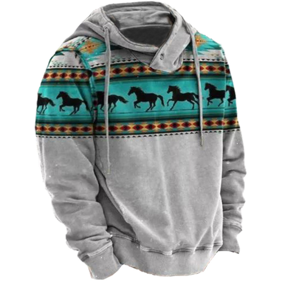 

Men's Vintage Ethnic Print Hoodie