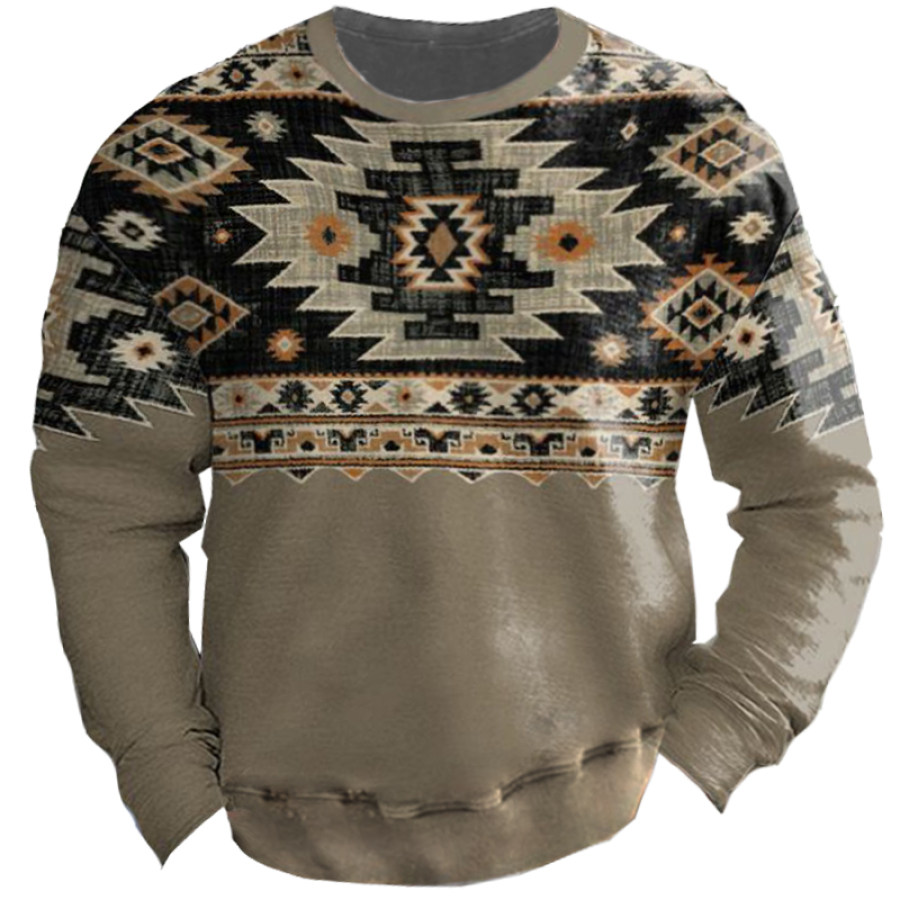 

Men's Vintage Ethnic Print Sweatshirt