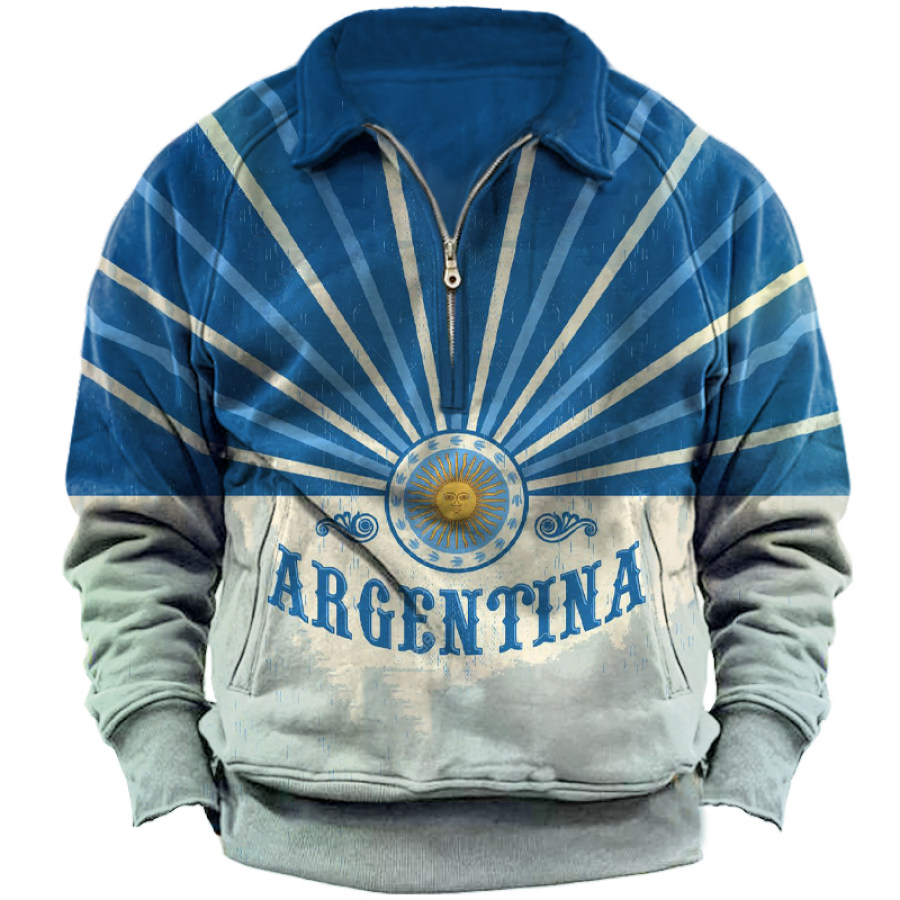 

Men's Argentina Qatar World Cup Zip Neck Printed Sweatshirt