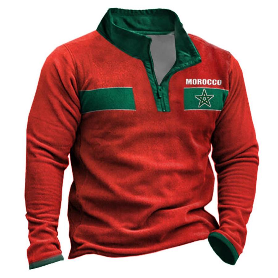 

Men's Outdoor World Cup Morocco Soccer Print Zipper Sweatshirt
