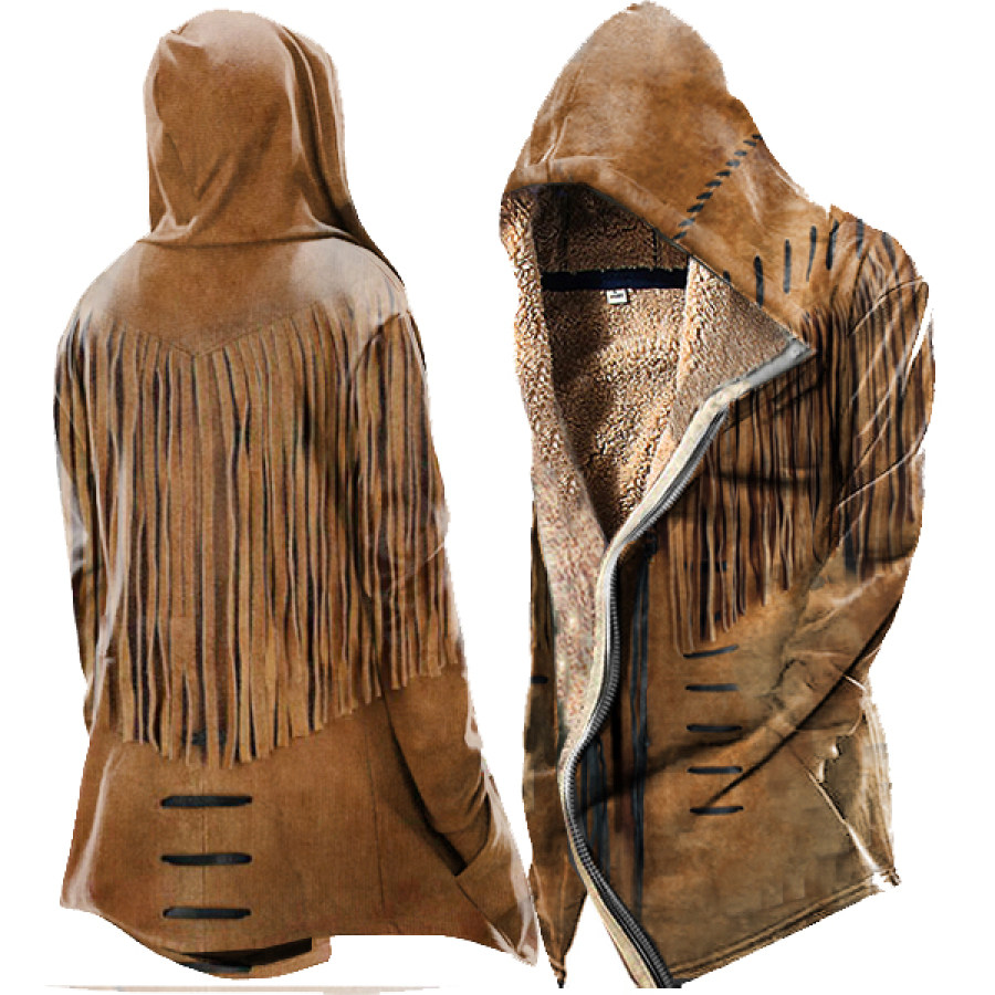 

Men's Vintage Cowboy Jacket 3D Print Hooded Fleece Jacket