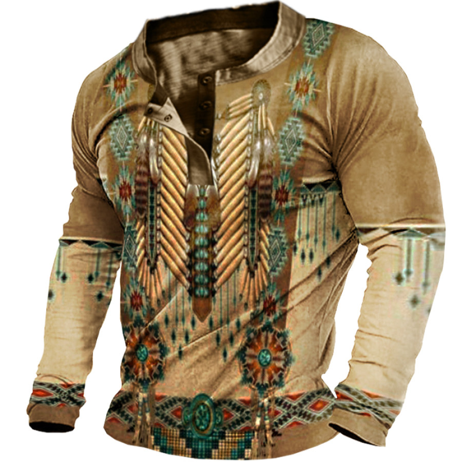 

Men's Vintage Ethnic Pattern Long Sleeve T-Shirt