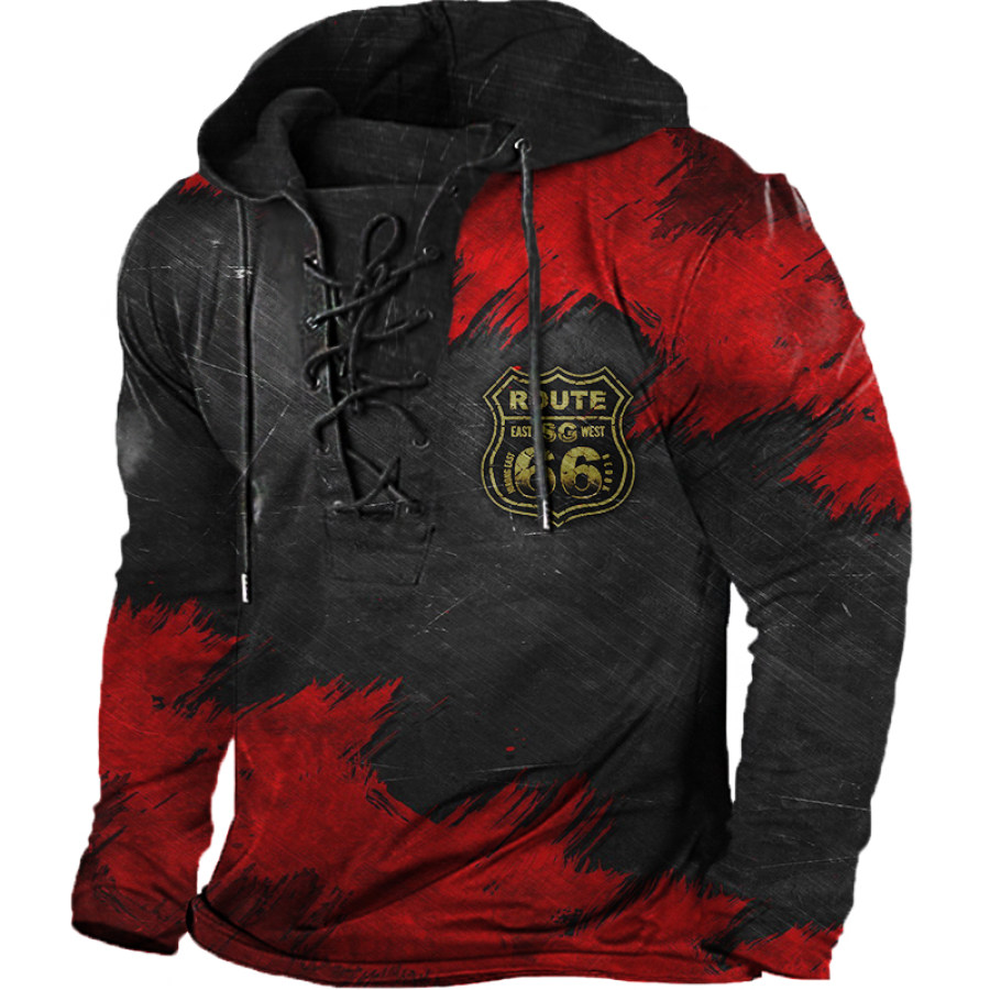 

Men's Vintage Route 66 Hooded Long Sleeve T-Shirt