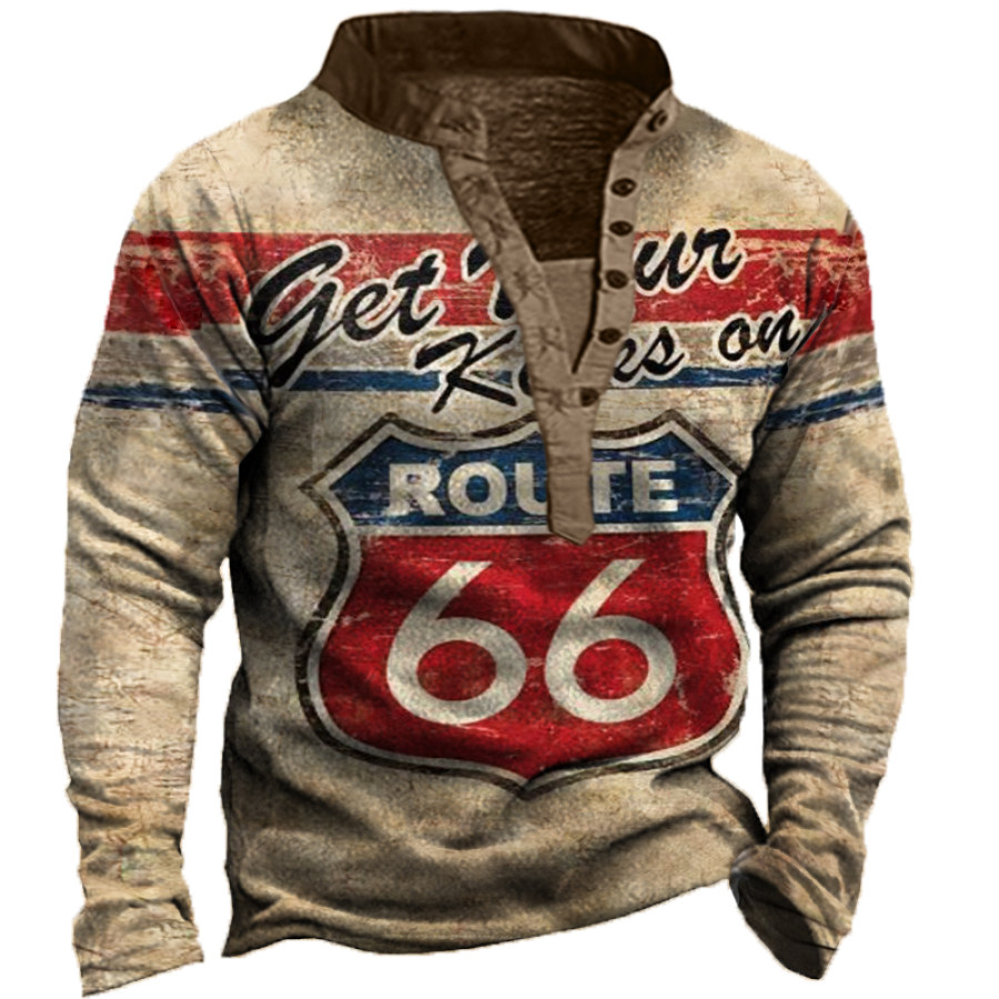 

Men's Vintage Distressed Route 66 Long Sleeve Sweatshirt