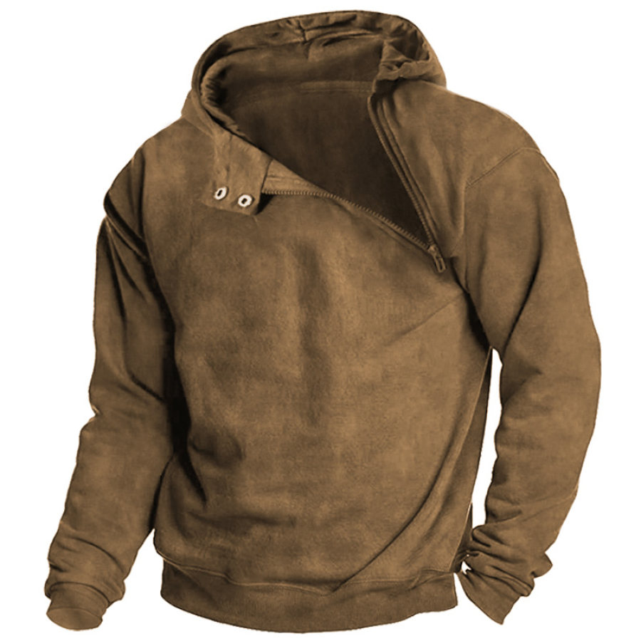 

Men's Retro Outdoor Special Training Slanted Half-Zip Tactical Hoodie