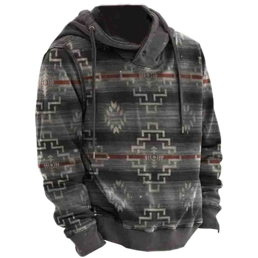 

Men's Vintage Ethnic Geometric Pattern Hoodie