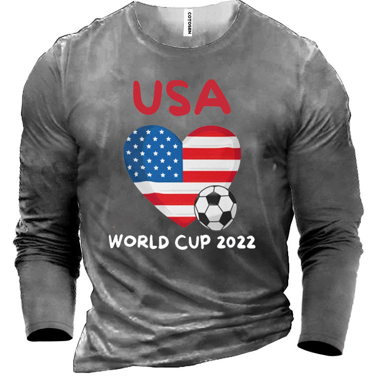 Men's Usa World Cup Chic 2022 Cotton Long Sleeve T-shirt