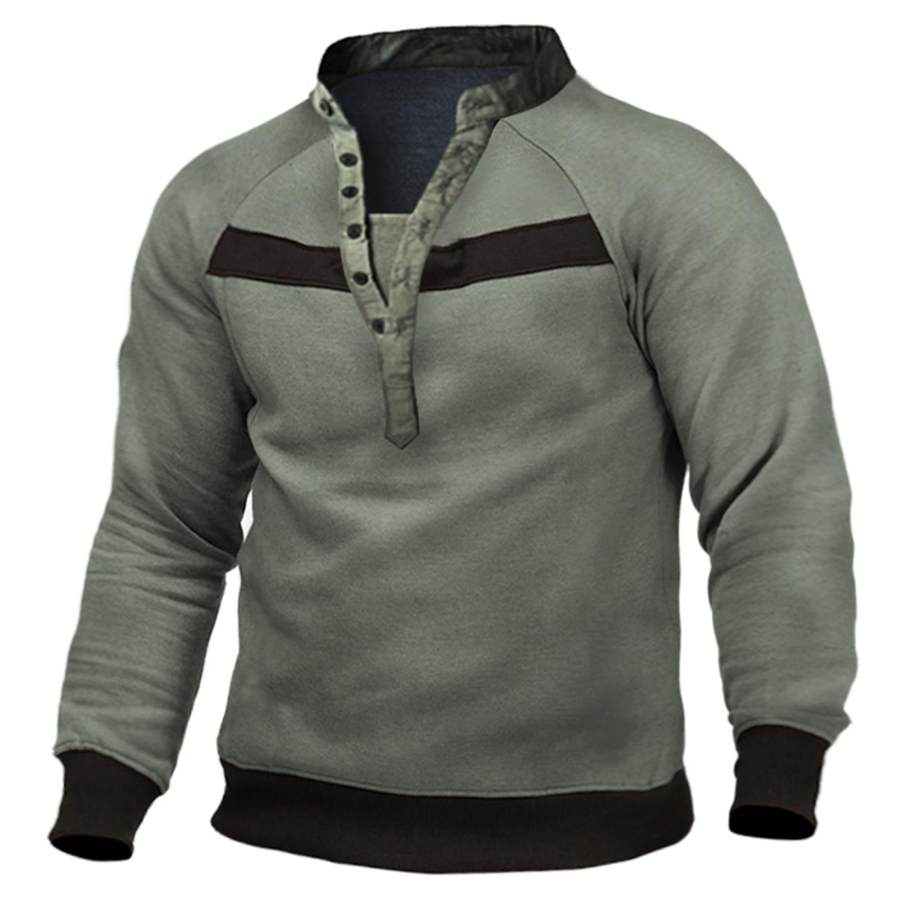 

Men's Outdoor Tactical Colorblock Henley Sweatshirt