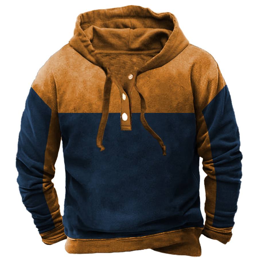 

Men's Winter Colorblock Button Hoodie