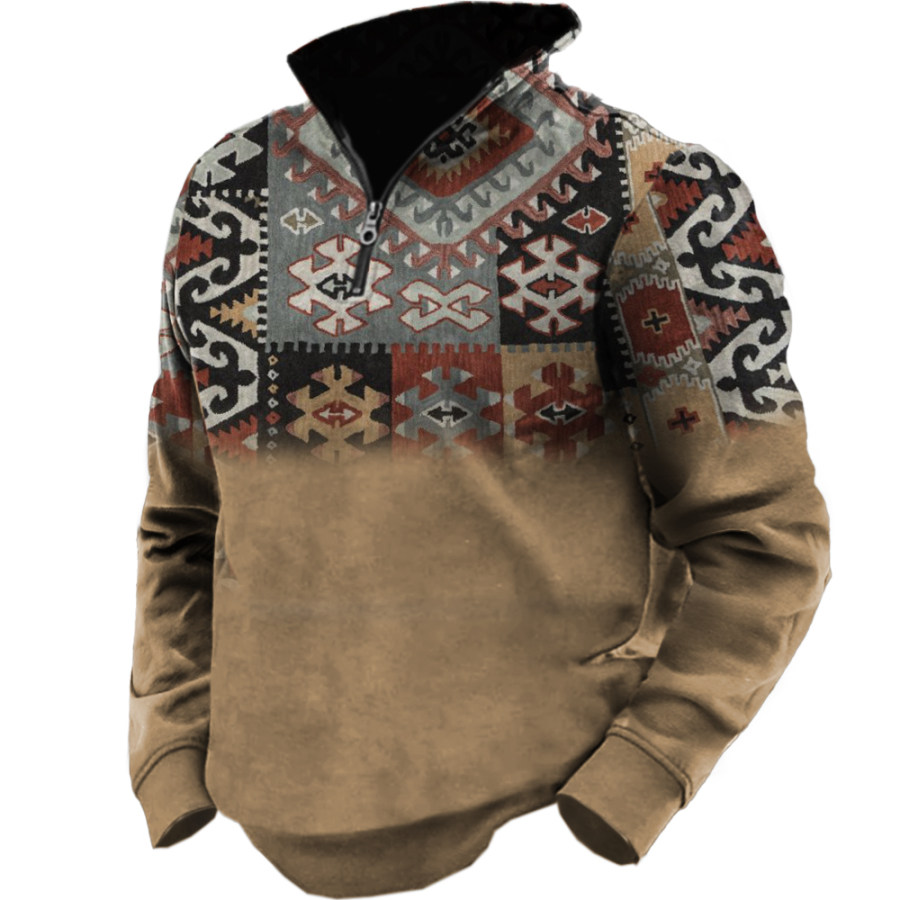 

Men's Retro Western Ethnic Printed Sweatshirt