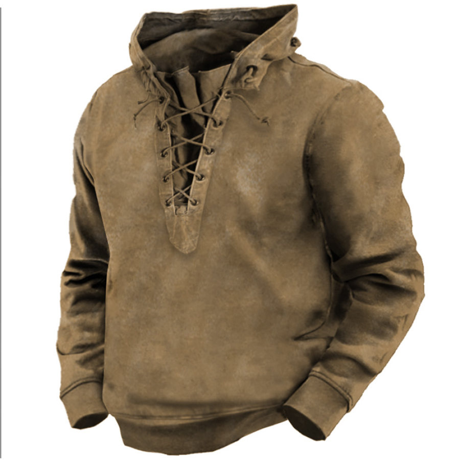 

Men's Vintage Outdoor Tactical Lace-Up Hoodie