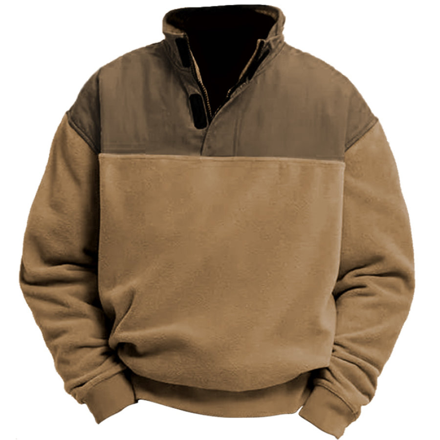 

Men's Retro Outdoor Fleece Warm Tactical Patchwork Sweatshirt