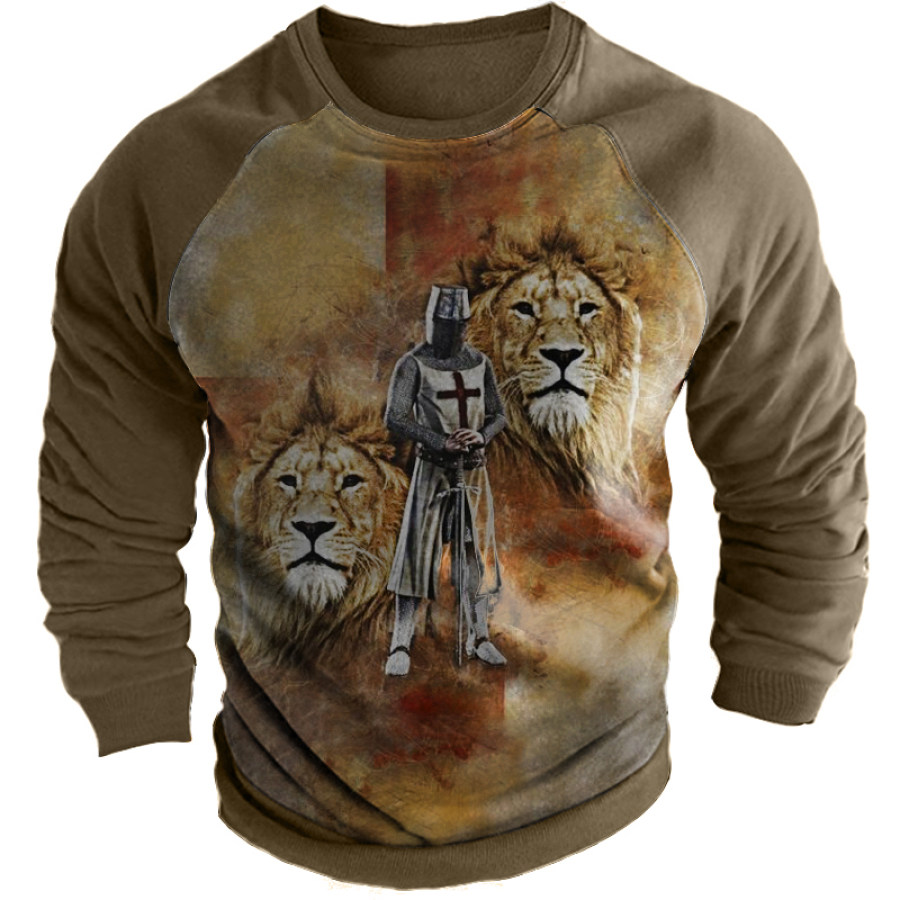 

Men's Templar Lion Print Sweatshirt