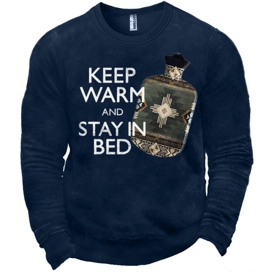 

Keep Warm And Stay In The Bed Men's Fun Ethnic Style Hot Water Bottle Graphic Print Sweatshirt