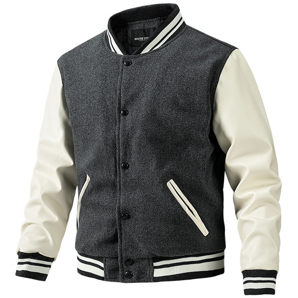 Men's Outdoor Wool Colorblock Chic Sports Casual Jacket