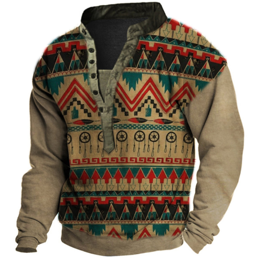

Men's Retro Casual Folk Pattern Print Sweatshirt