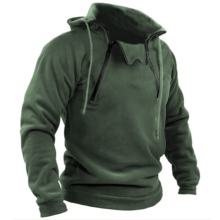 

Men's Retro Outdoor Warm Double Zipper Tactical Hoodie