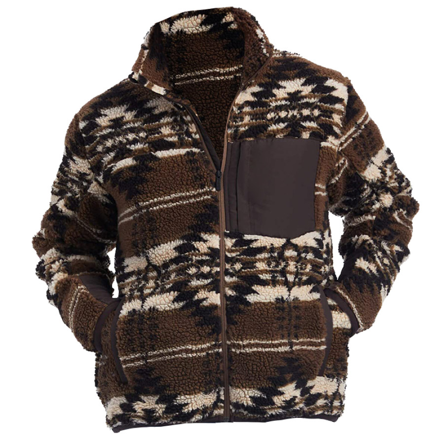 

Men's Ethnic Print Henley Collar Sweatshirt