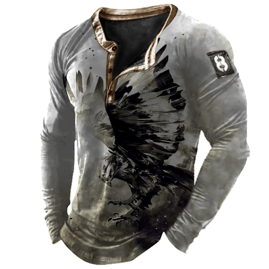 

Men's Outdoor Casual Eagle Print T-Shirt