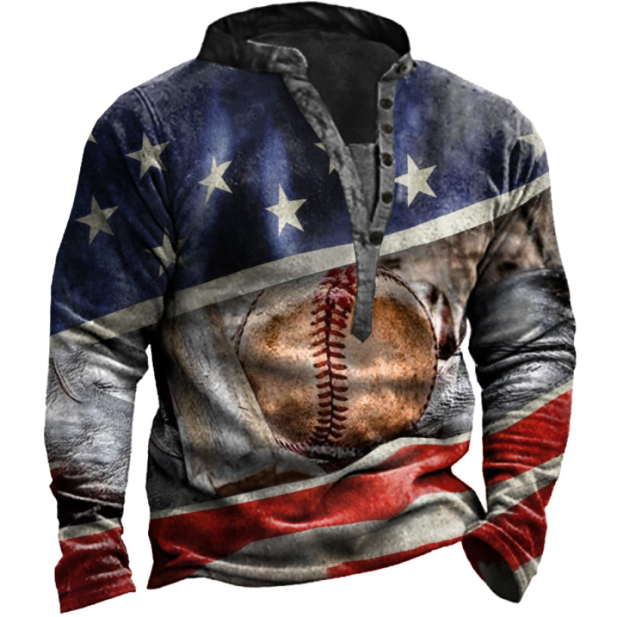 

Men's Outdoor Casual Football Print Henry Sweatshirt