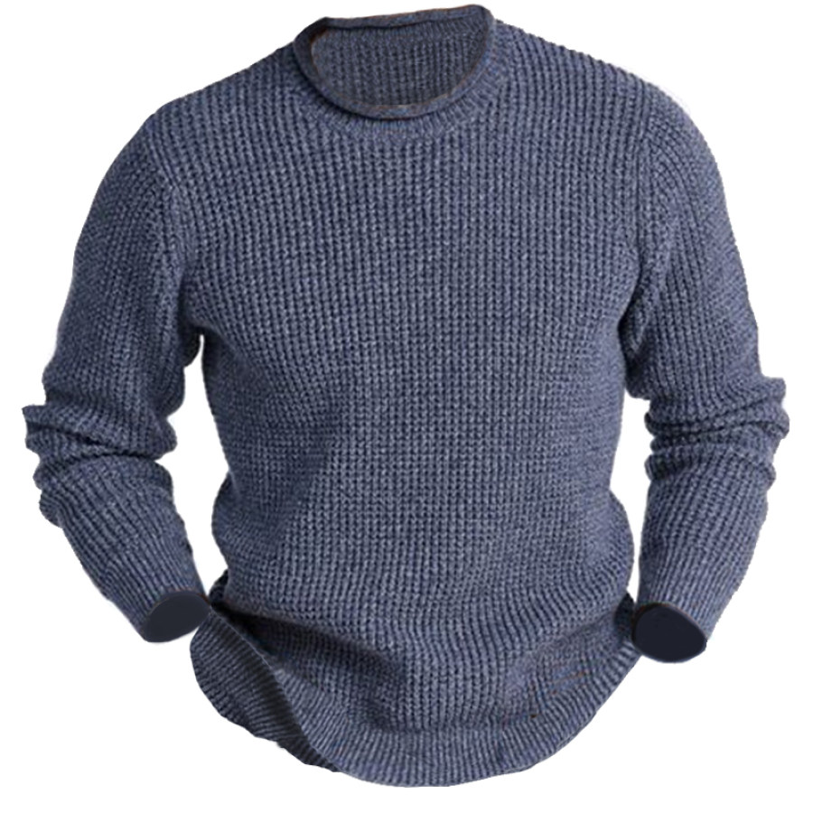 

Men's Retro Ethnic Waffle Knit Thermal Sweater