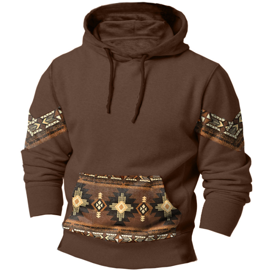 

Men's Tactical Pocket Geometric Ethnic Graphic Print Hoodie