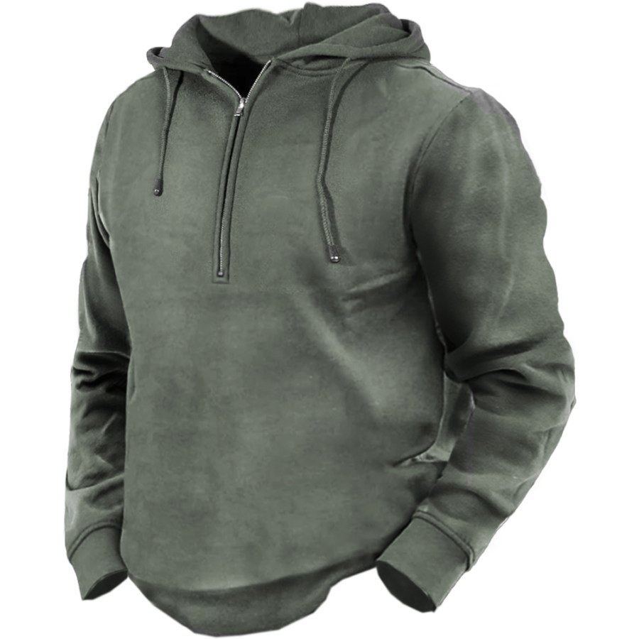 

Men's Outdoor Tactical Zip Collar Hooded Sweatshirt