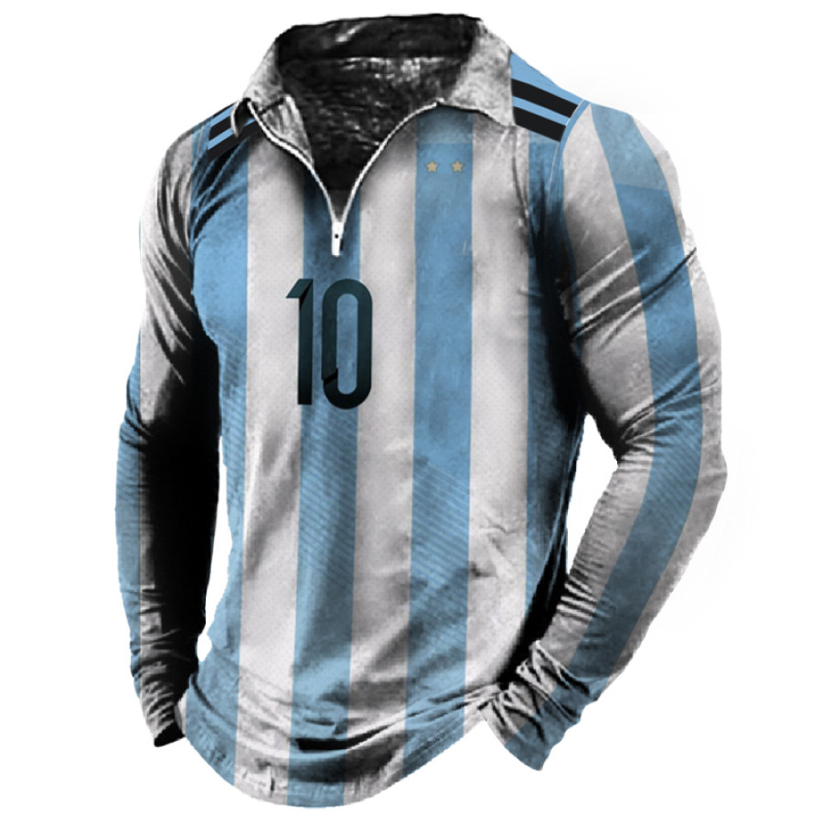 

Men's Vintage World Cup Print Long Sleeve T-Shirt