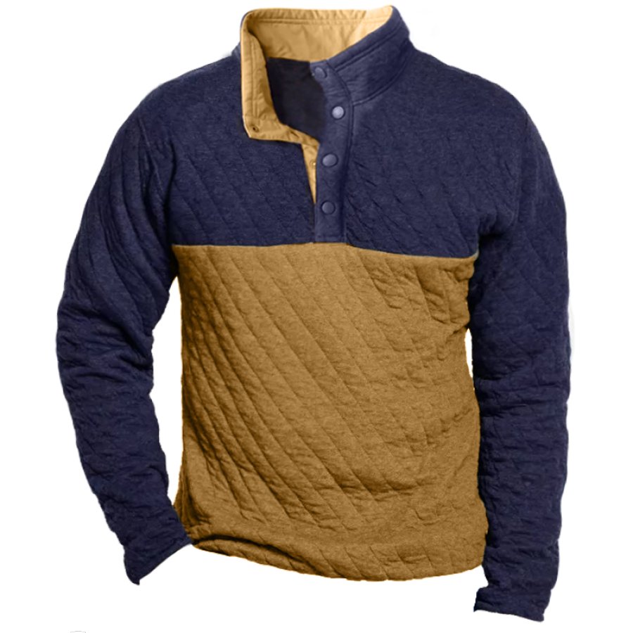 

Men's Rhombus Thickened Warm Henley Collar Sweatershirt Jacket