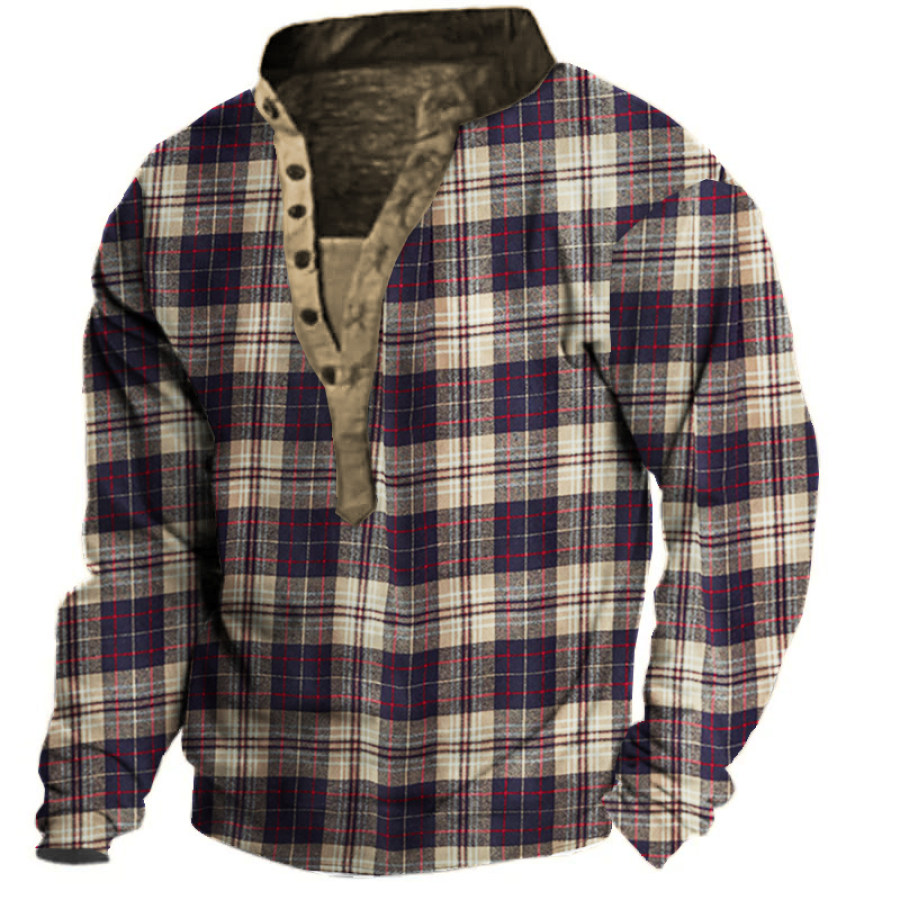 

Men's Winter Plaid Henley Sweatshirt