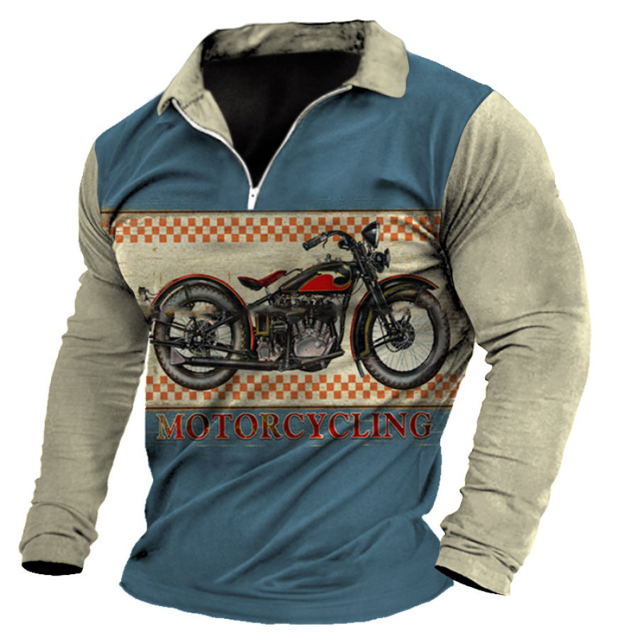 

Men's Vintage Motorcycle Print Race T-Shirt