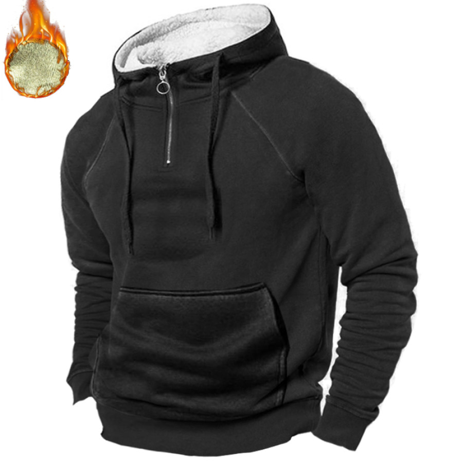 

Verdickter Warmer Herren-Hoodie Mit Halbem Rollkragen Aus Fleece