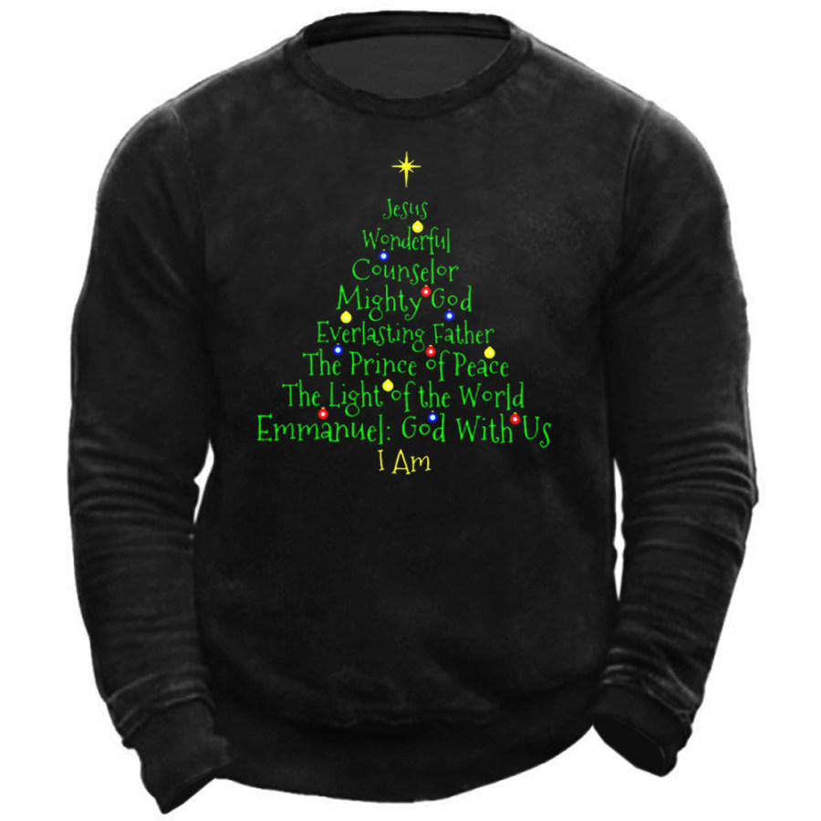 

Men's Christmas Tree Print Crew Neck Sweatshirt