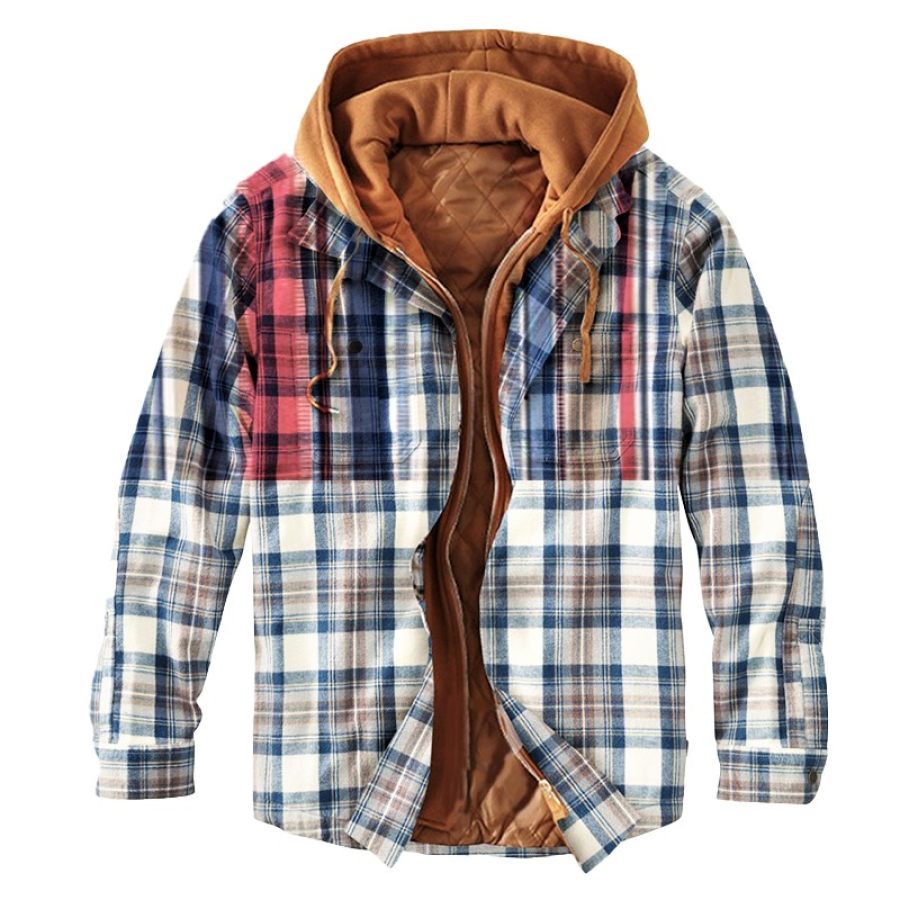 

Men's Outdoor Plaid Print Biker Casual Jacket