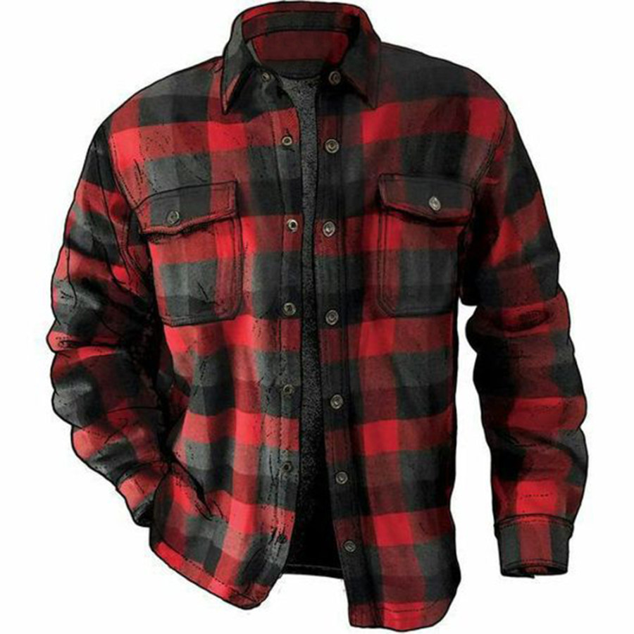 

Men's Outdoor Classic Plaid Fleece Shirt Jacket