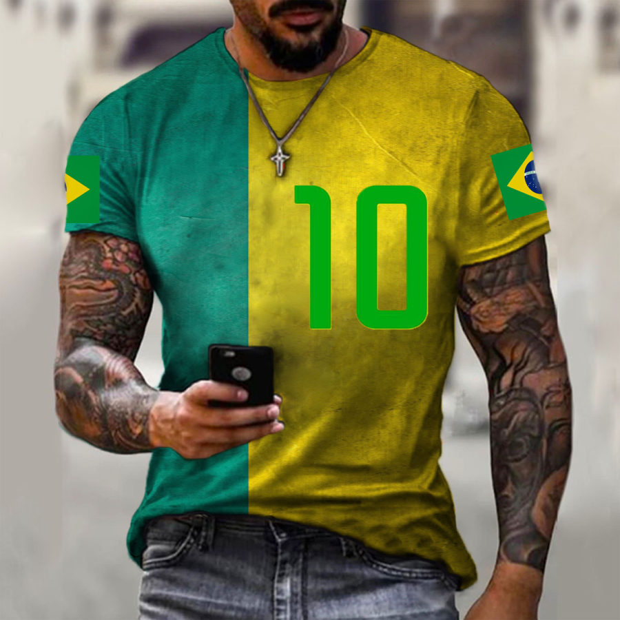 

Men's 2022 World Cup Brazil No.10 Fan Short Sleeve Sweatshirt
