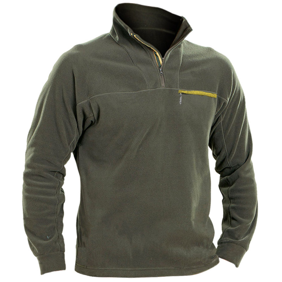 

Men's Vintage Outdoor Fleece Warm Zip Pocket Tactical Sweatshirt