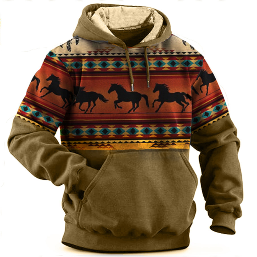 

Men's Thermal Animal Totem Ethnic Hoodie