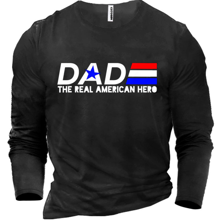 

Dad Red The Real American Hero Men's Cotton T-Shirt