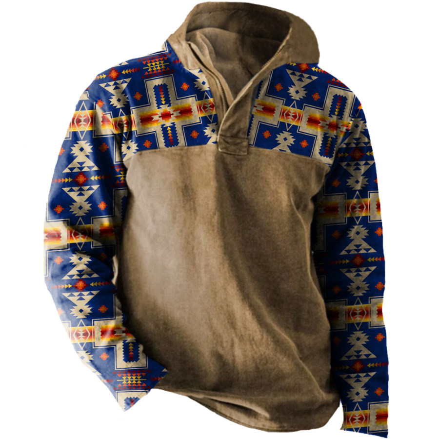 

Men's Vintage Western Print Hoodie Sweatshirt