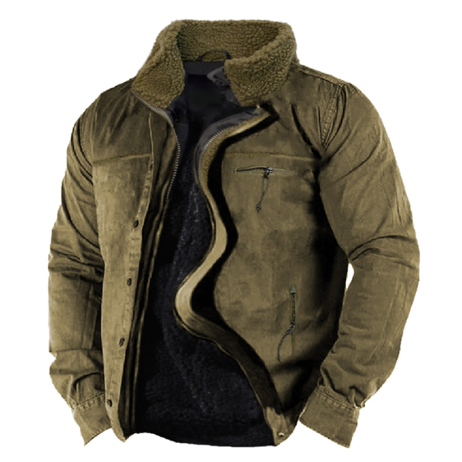 

Men's Vintage Thick Stand Collar Pocket Tactical Jacket