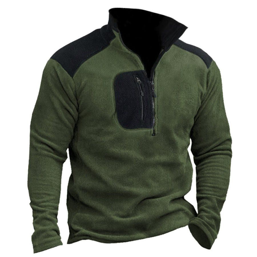 

Men's Vintage Fleece Warm Half-Zip Tactical Sweatshirt