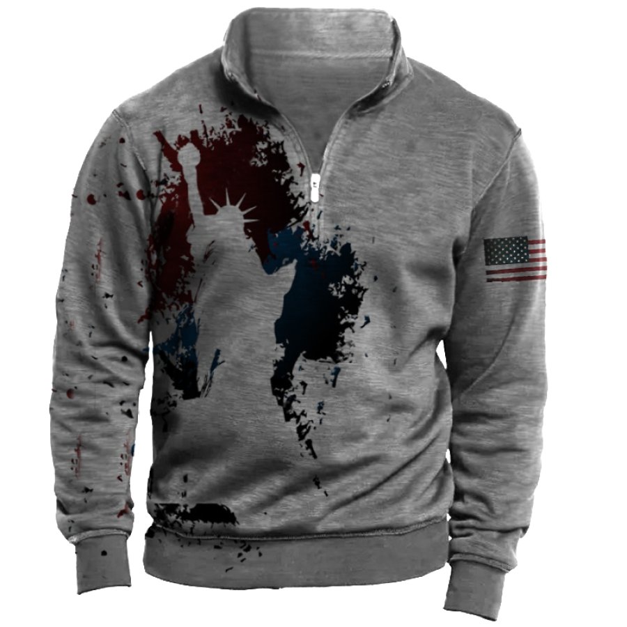 

Men's American Flag Goddess Of Victory Zip Half Turtleneck Sweatshirt